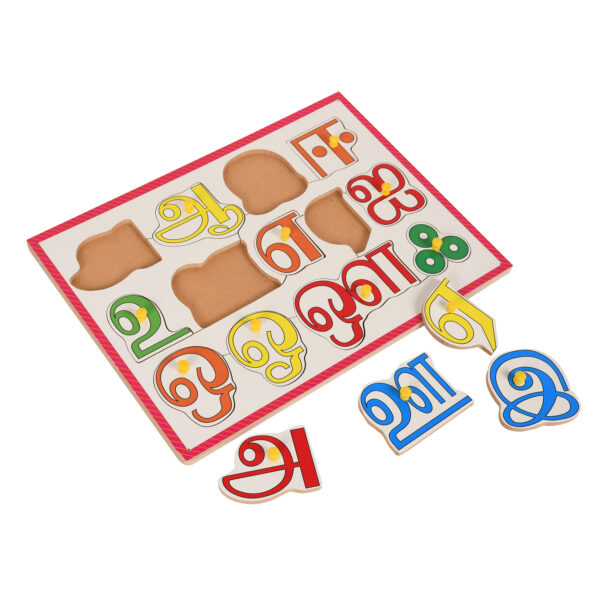 Wooden Tamil Vowels Alphabets Letter with Knobs Educational Board for Kids - Image 2