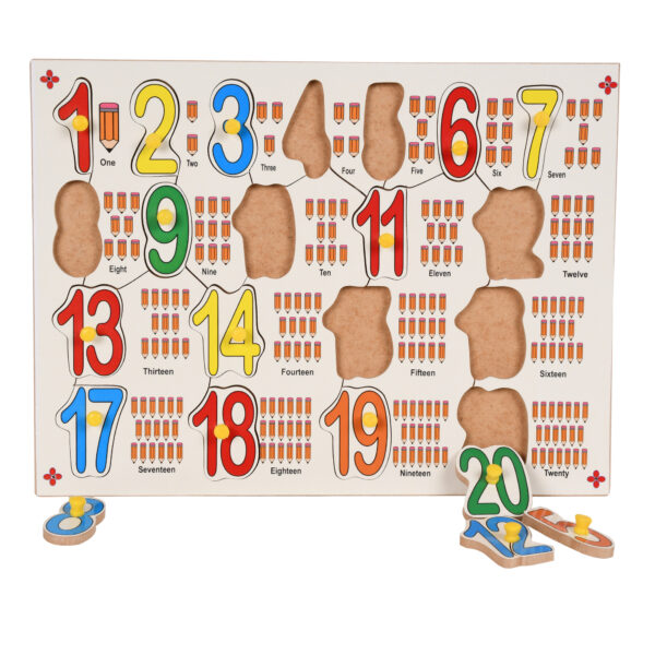 Wooden Number 1-20 with Picture and Knobs Educational Board for Kids - Image 4