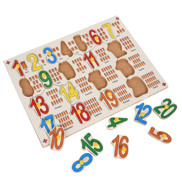 Wooden Number 1-20 with Picture and Knobs Educational Board for Kids - Image 5