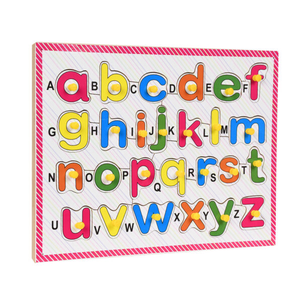 Wooden English Small Alphabets Letter with knobs Puzzle Tray Board - Image 2