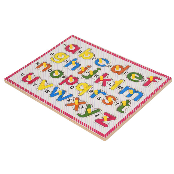 Wooden English Small Alphabets Letter with knobs Puzzle Tray Board - Image 3