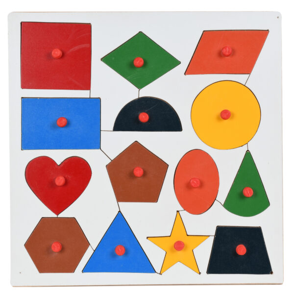 Wooden Multi-Color 14 Pics Geometric Shapes for Kids Age 2+