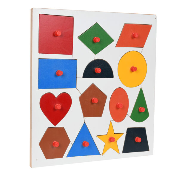 Wooden Multi-Color 14 Pics Geometric Shapes for Kids Age 2+ - Image 2