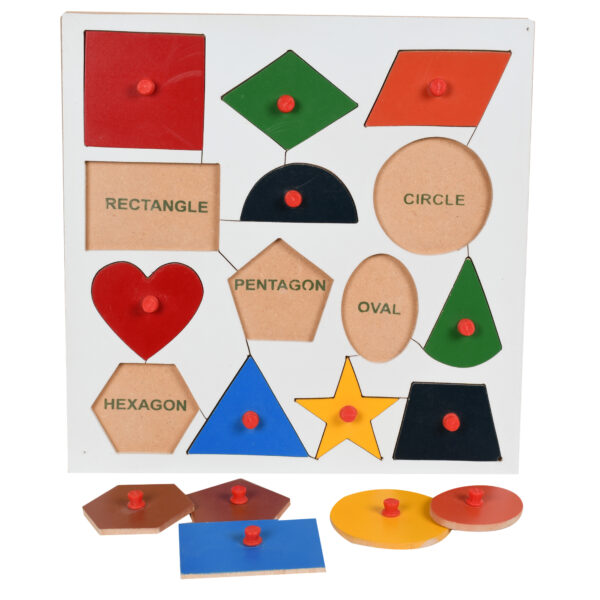 Wooden Multi-Color 14 Pics Geometric Shapes for Kids Age 2+ - Image 3