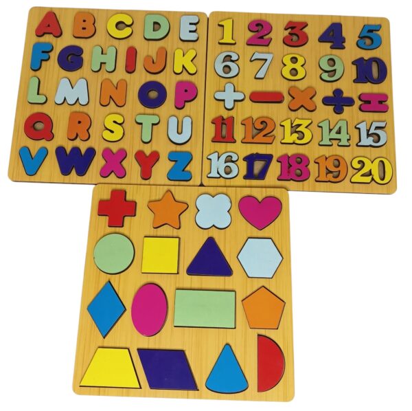 Wooden Featuring 3D Capital Alphabets, Numbers and Shapes  Board Learning Educational Puzzle for Toddlers & Preschoolers Boys & Girls - Image 3