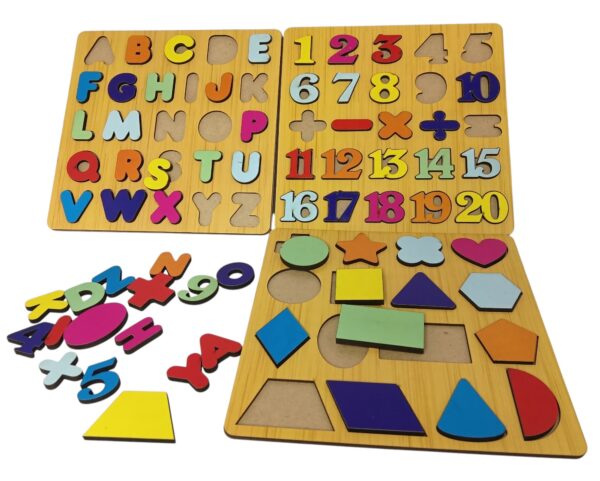 Wooden Featuring 3D Capital Alphabets, Numbers and Shapes  Board Learning Educational Puzzle for Toddlers & Preschoolers Boys & Girls - Image 2