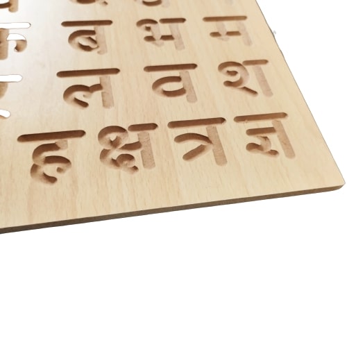 Wooden Reversible Hindi Consonants and Vowels with Matra tracing board with dummy pencil for kids - Image 4
