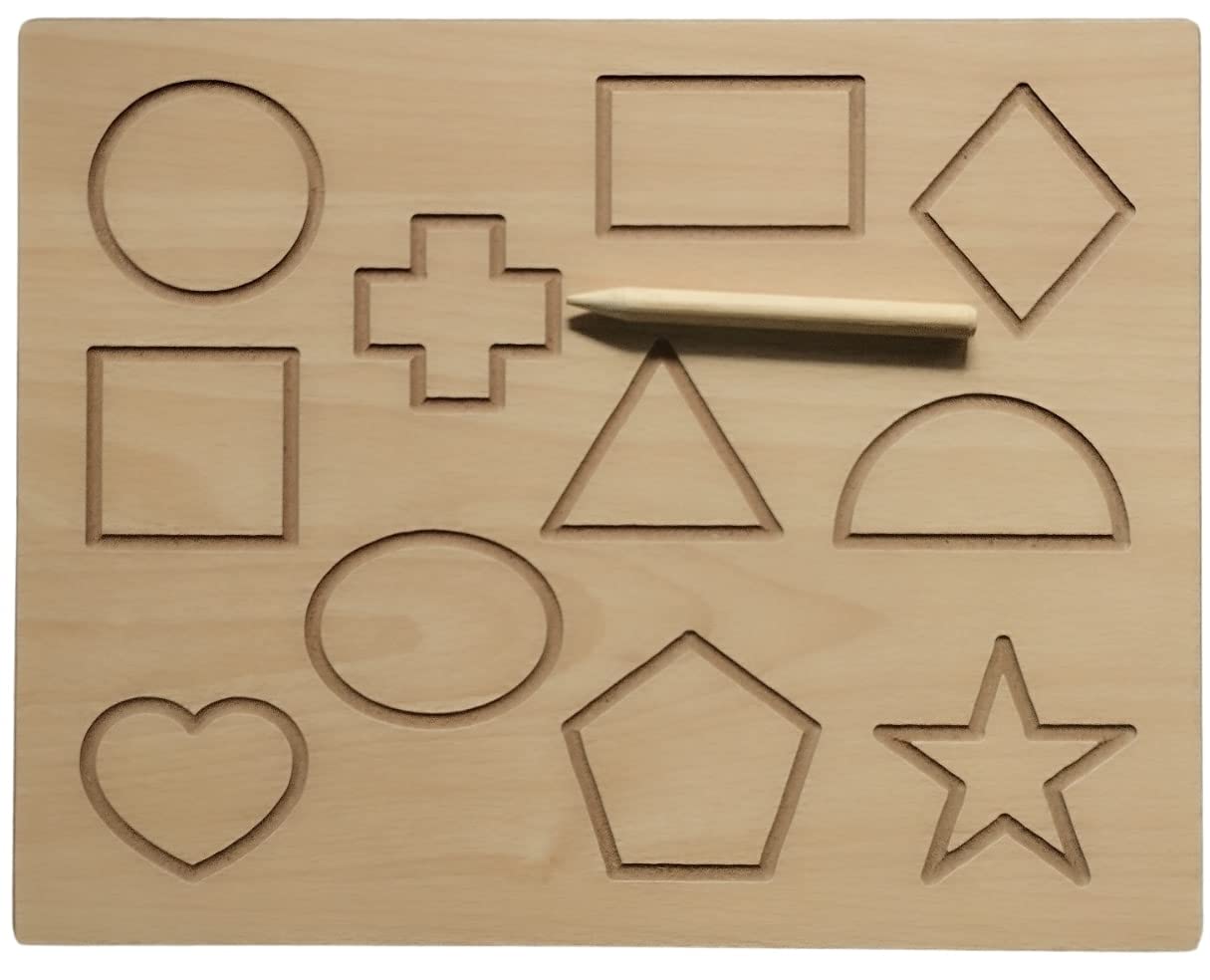 Wooden Reversible Shapes and Zig zag tracing board with dummy pencil for kids - Image 3