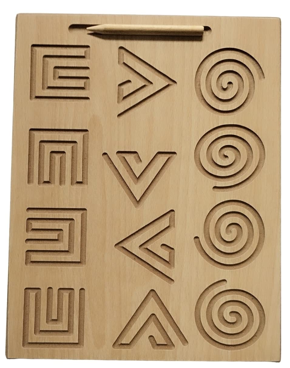 Wooden Reversible Shapes and Zig zag tracing board with dummy pencil for kids - Image 5