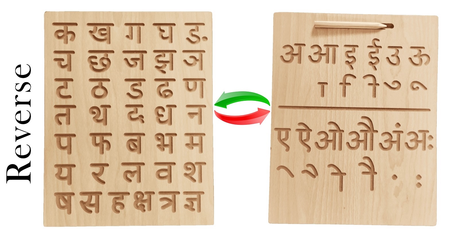 Reversible Hindi Consonants and Vowels with Matra tracing board