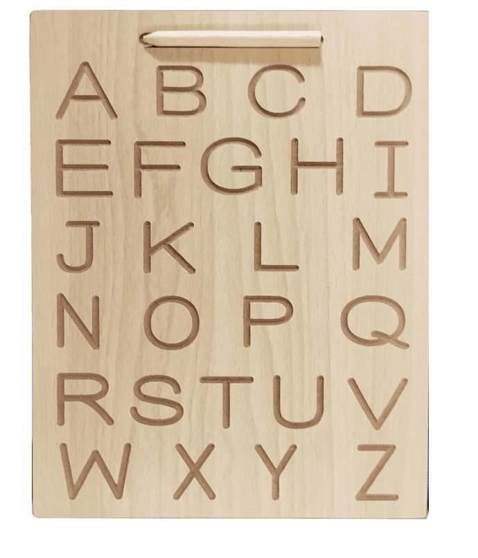 Wooden Reversible Capital Alphabet Upper & Lower Case tracing board with dummy pencil for kids - Image 2
